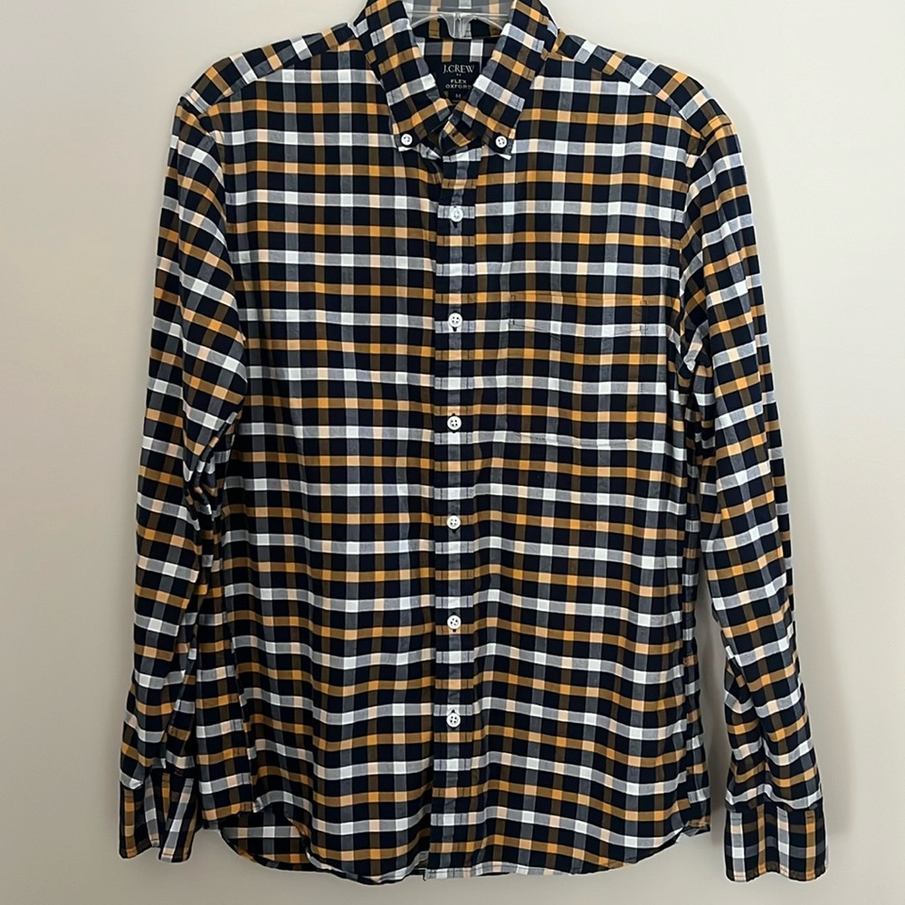 J Crew Flex Oxford in Blue and Yellow Plaid size medium